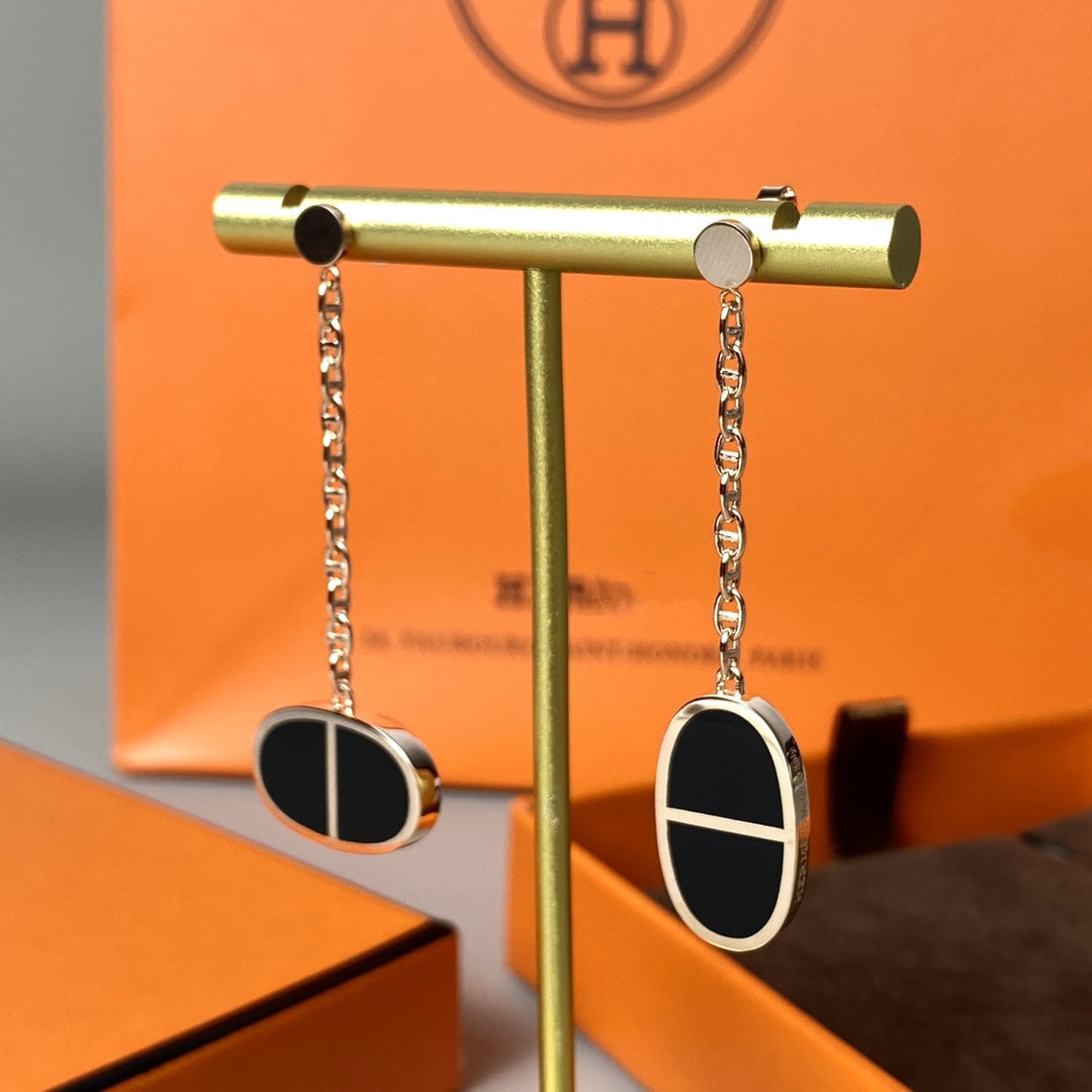 [Marins]CHAINE VERSO BLACK CERAMIC EARRINGS