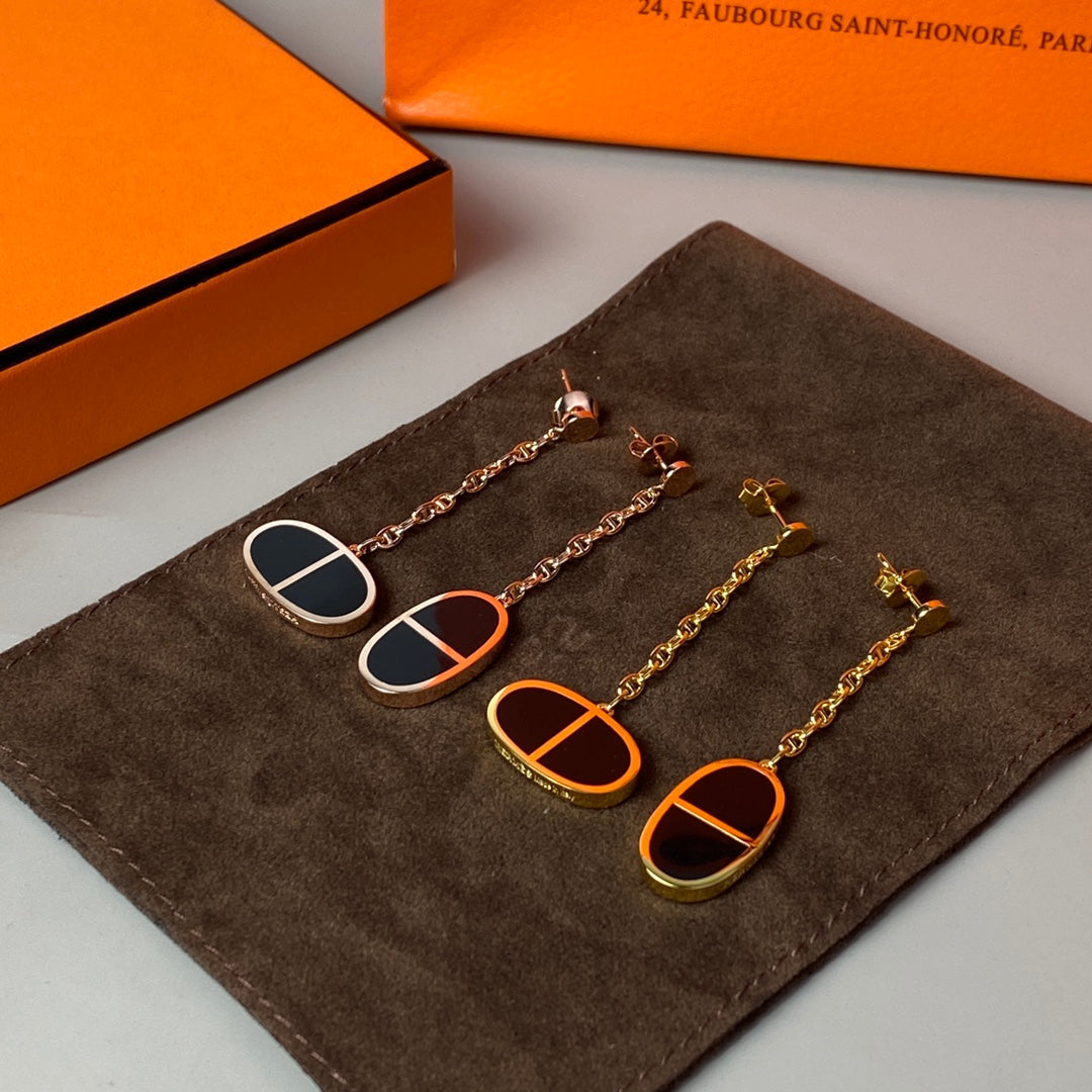 [Marins]CHAINE VERSO BLACK CERAMIC EARRINGS