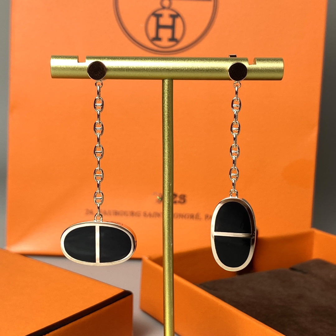 [Marins]CHAINE VERSO BLACK CERAMIC EARRINGS