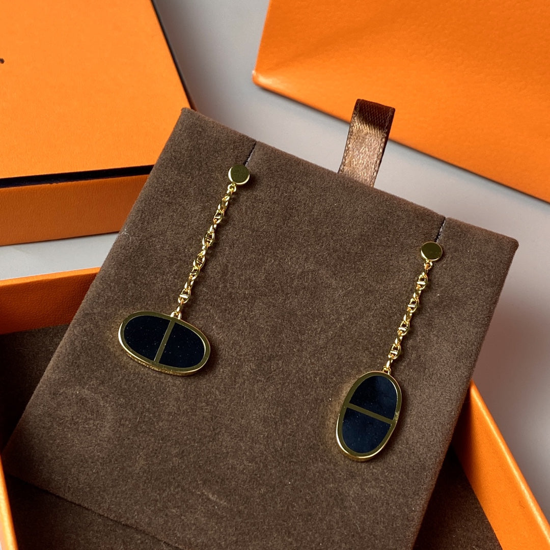 [Marins]CHAINE VERSO BLACK CERAMIC EARRINGS