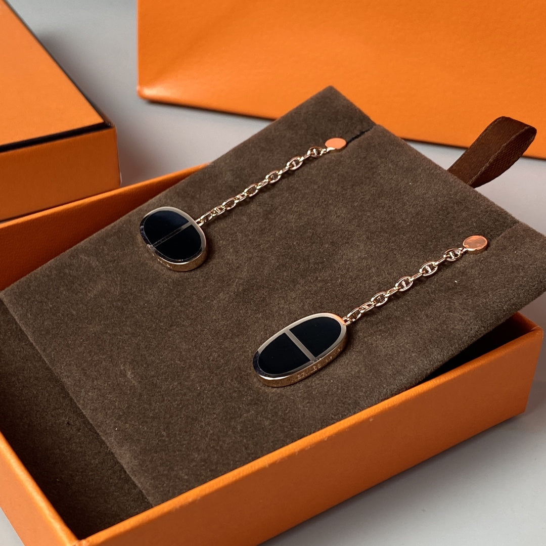 [Marins]CHAINE VERSO BLACK CERAMIC EARRINGS