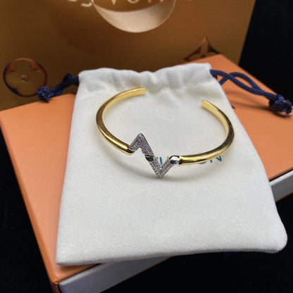 [Marins]VOLTE UPSITE DOWN DIAMOND GOLD OPEN BRACELET