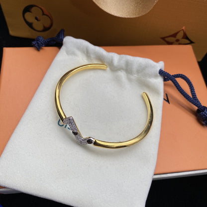 [Marins]VOLTE UPSITE DOWN DIAMOND GOLD OPEN BRACELET