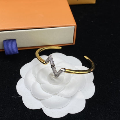 [Marins]VOLTE UPSITE DOWN DIAMOND GOLD OPEN BRACELET