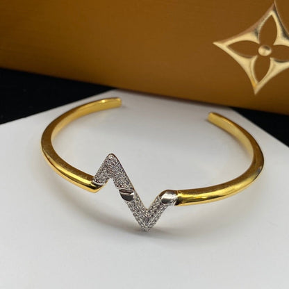 [Marins]VOLTE UPSITE DOWN DIAMOND GOLD OPEN BRACELET