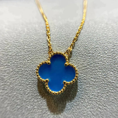 [Marins]CLOVER 15MM BLUE AGATE NECKLACE