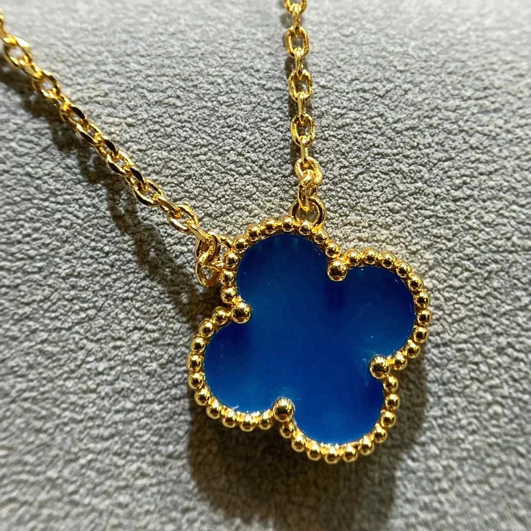 [Marins]CLOVER 15MM BLUE AGATE NECKLACE