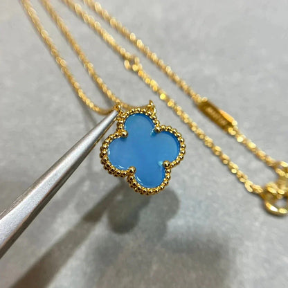 [Marins]CLOVER 15MM BLUE AGATE NECKLACE