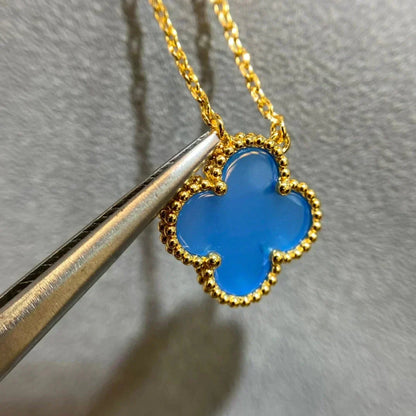 [Marins]CLOVER 15MM BLUE AGATE NECKLACE
