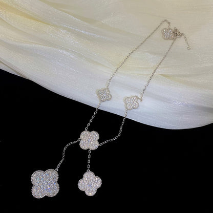 [Marins]CLOVER 5 MOTIFS SILVER DIAMONDS NECKLACE