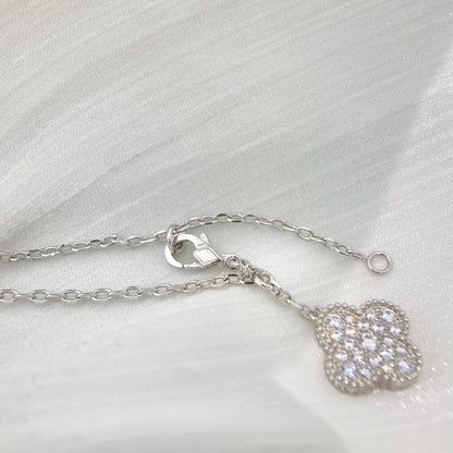 [Marins]CLOVER 5 MOTIFS SILVER DIAMONDS NECKLACE