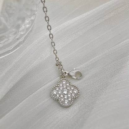 [Marins]CLOVER 5 MOTIFS SILVER DIAMONDS NECKLACE