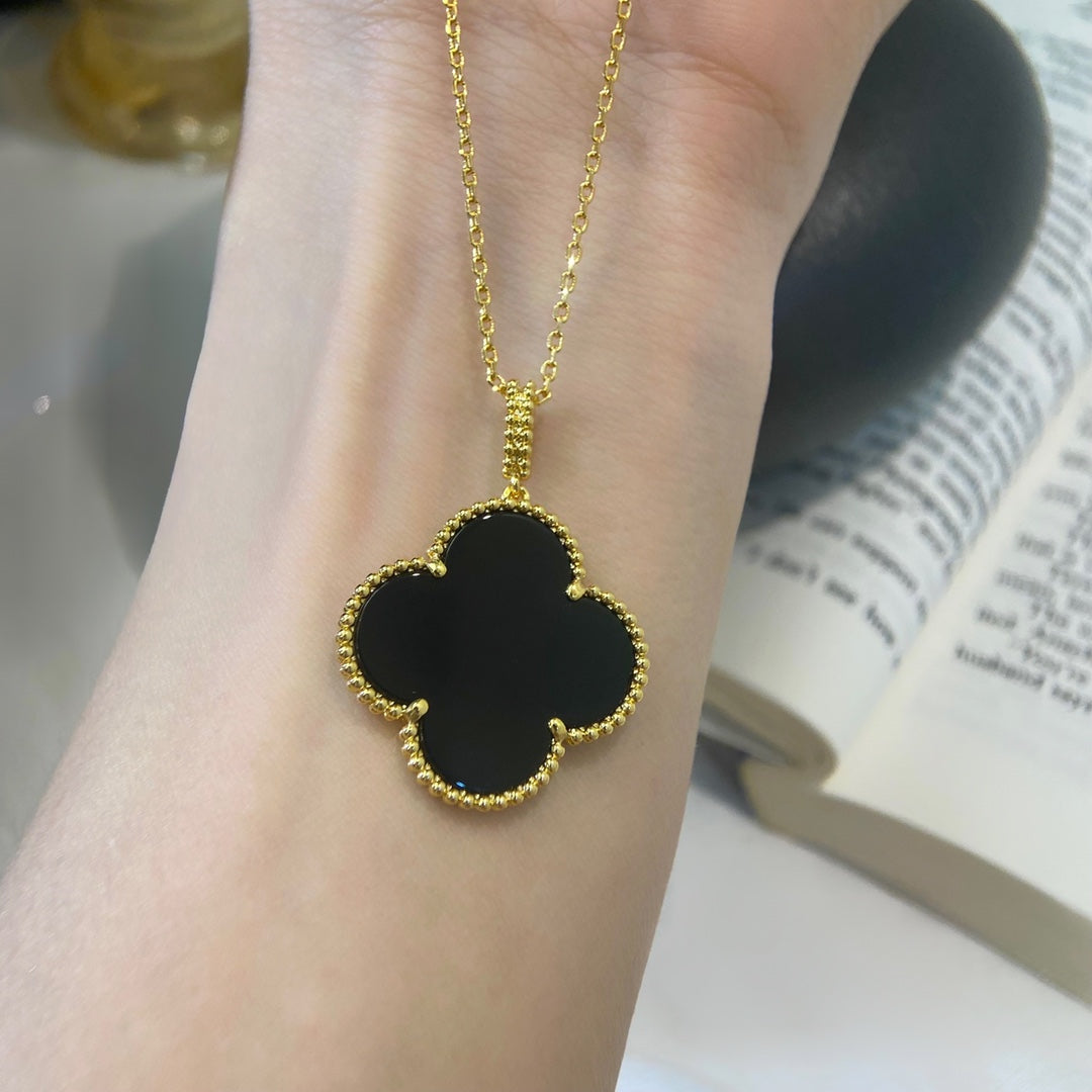 [Marins]CLOVER 25MM NECKLACE GOLD ONYX