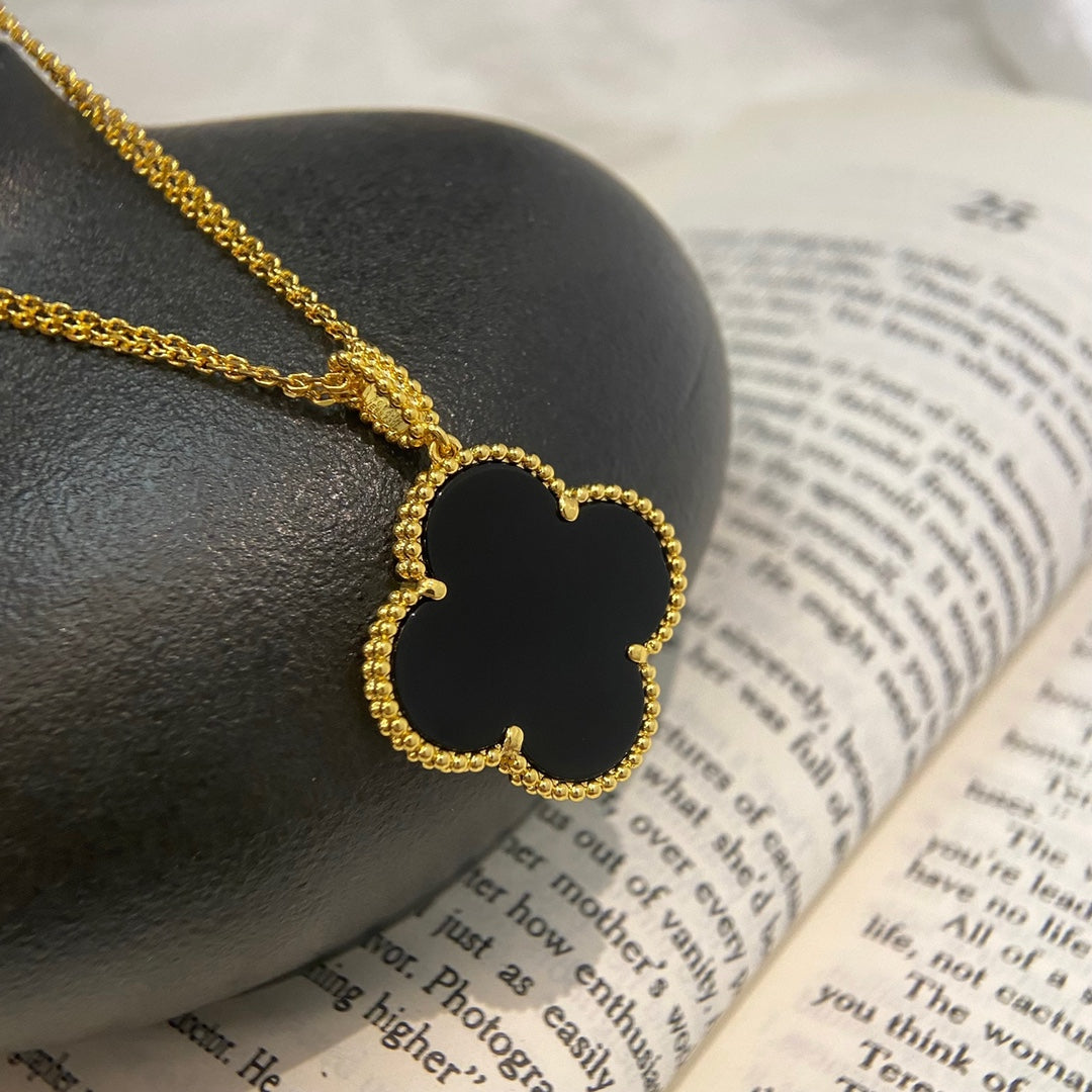 [Marins]CLOVER 25MM NECKLACE GOLD ONYX