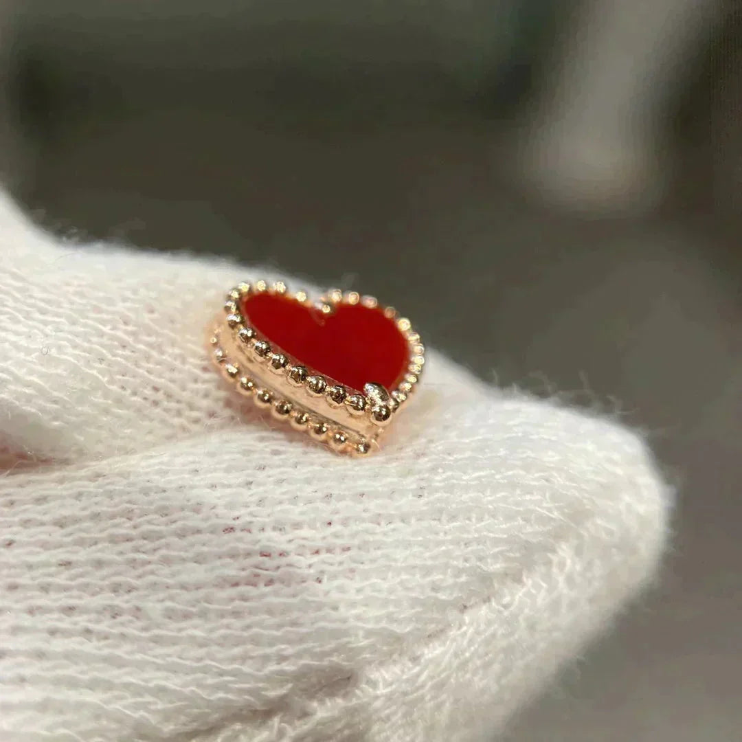 [Marins]HEART CARNELIAN STUD EARRINGS