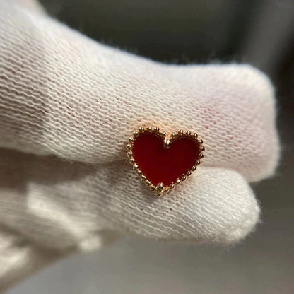 [Marins]HEART CARNELIAN STUD EARRINGS