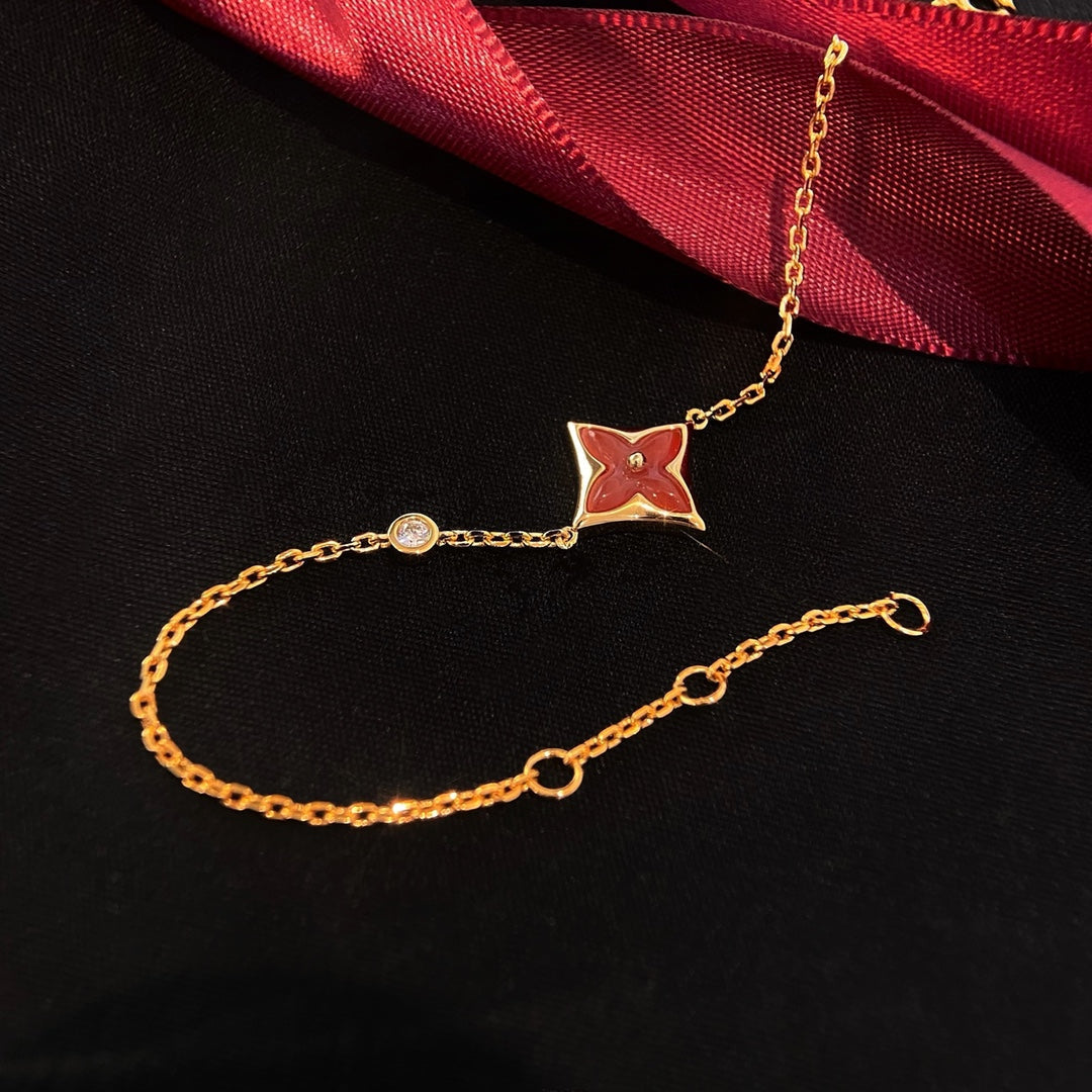 [Marins]COLOR STAR CARNELIAN PINK GOLD DIAMOND BRACELET