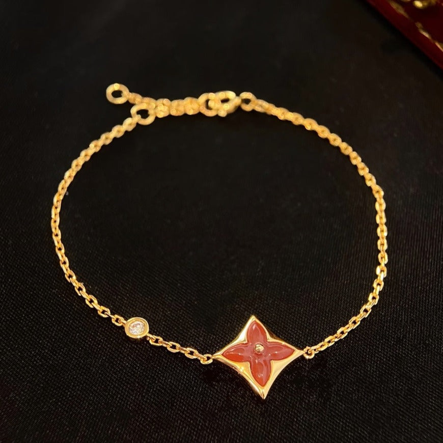 [Marins]COLOR STAR CARNELIAN PINK GOLD DIAMOND BRACELET