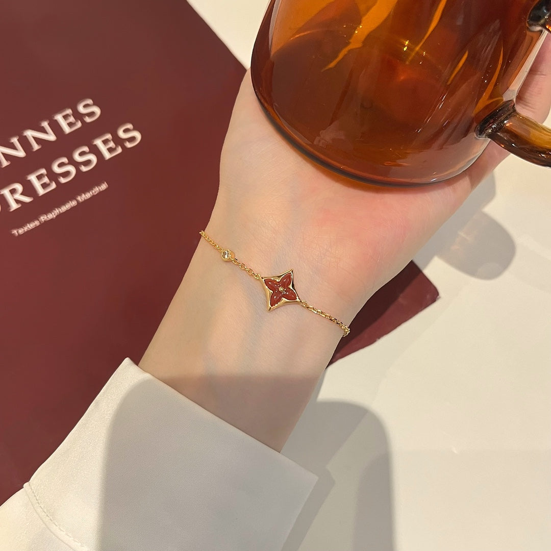 [Marins]COLOR STAR CARNELIAN PINK GOLD DIAMOND BRACELET