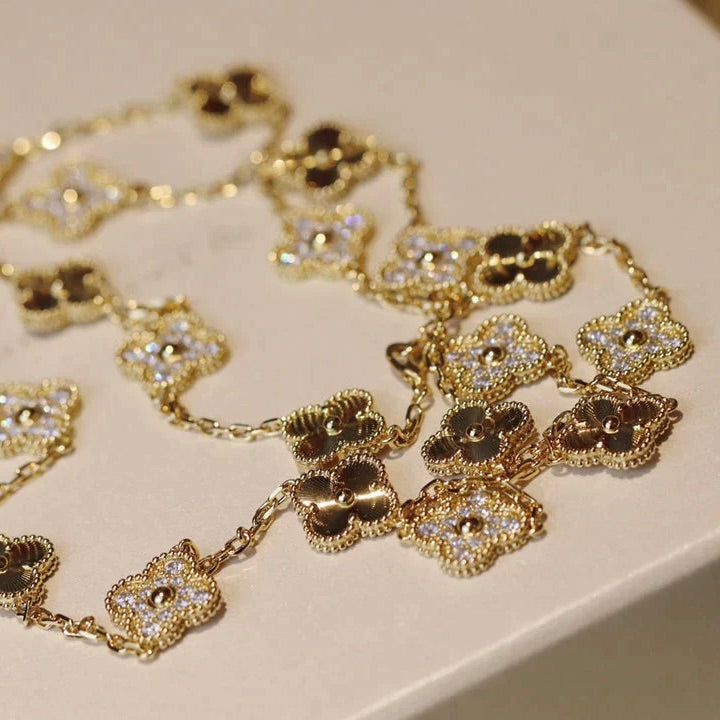 [Marins]CLOVER 20 MOTIFS LASER DIAMOND NECKLACE