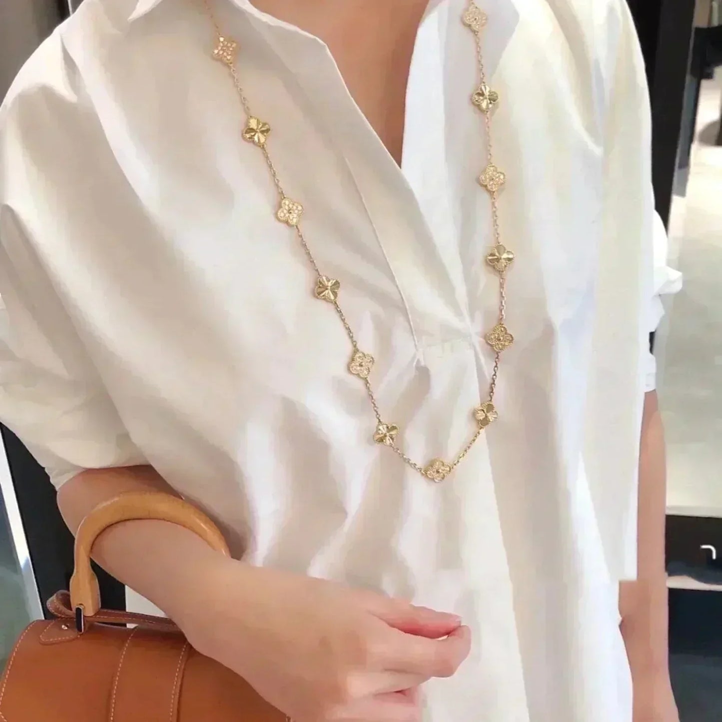[Marins]CLOVER 20 MOTIFS LASER DIAMOND NECKLACE