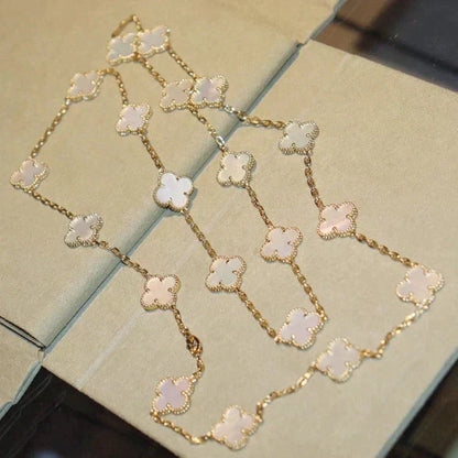 [Marins]CLOVER 20 MOTIFS WHITE MOP NECKLACE