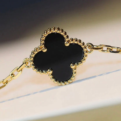 [Marins]CLOVER 20 MOTIFS ONYX NECKLACE