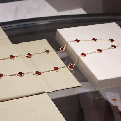 [Marins]CLOVER 20 MOTIFS CARNELIAN NECKLACE