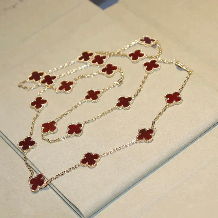 [Marins]CLOVER 20 MOTIFS CARNELIAN NECKLACE