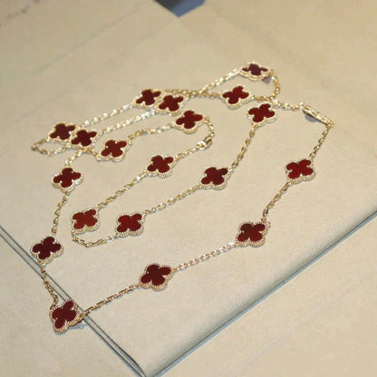 [Marins]CLOVER 20 MOTIFS CARNELIAN NECKLACE