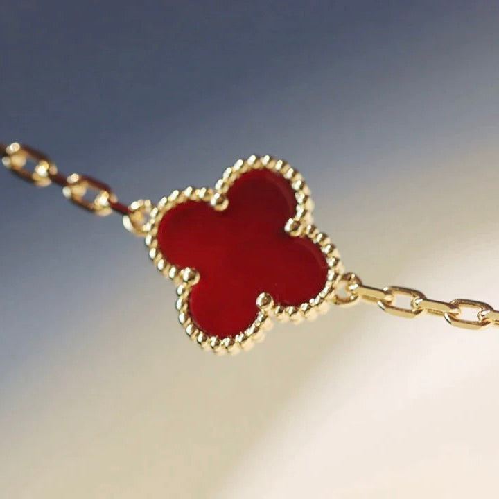 [Marins]CLOVER 20 MOTIFS CARNELIAN NECKLACE