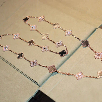 [Marins]CLOVER 20 MOTIFS DARK MOP DIAMOND  NECKLACE