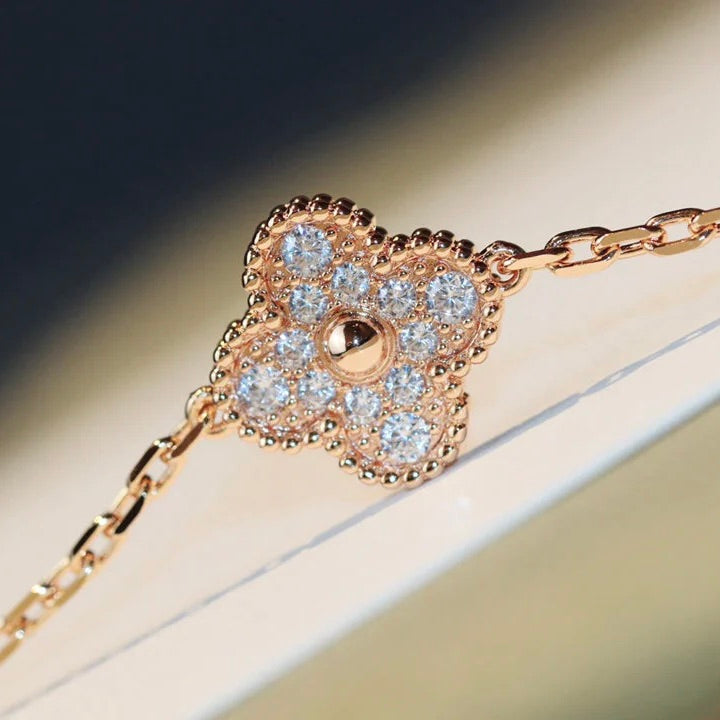 [Marin-Jewelry]CLOVER 20 MOTIFS DARK MOP DIAMOND  NECKLACE