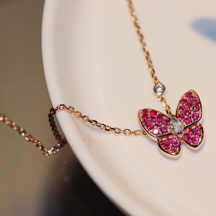 [Marins]BUTTERFLY RED DIAMOND Marins GOLD NECKLACE