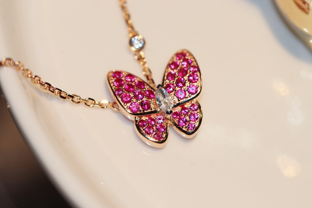 [Marins]BUTTERFLY RED DIAMOND Marins GOLD NECKLACE