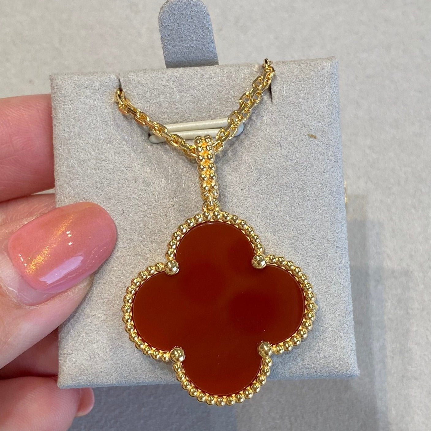 [Marins]CLOVER 25MM NECKLACE GOLD CARNELIAN