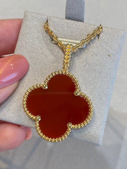 [Marins]CLOVER 25MM NECKLACE GOLD CARNELIAN