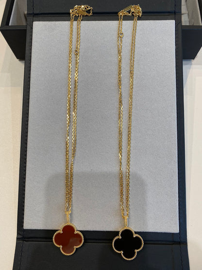 [Marins]CLOVER 25MM NECKLACE GOLD CARNELIAN