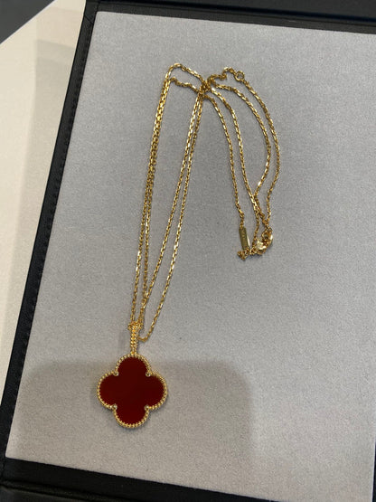 [Marins]CLOVER 25MM NECKLACE GOLD CARNELIAN