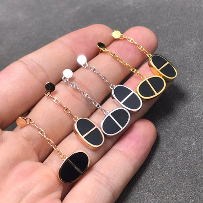 [Marins]CHAINE VERSO BLACK CERAMIC SILVER EARRINGS