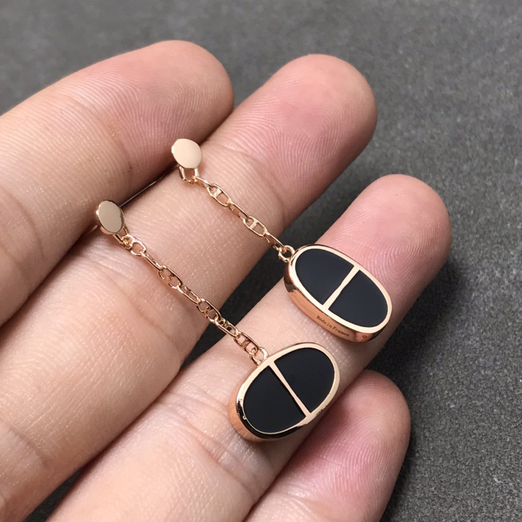[Marins]CHAINE VERSO BLACK CERAMIC SILVER EARRINGS