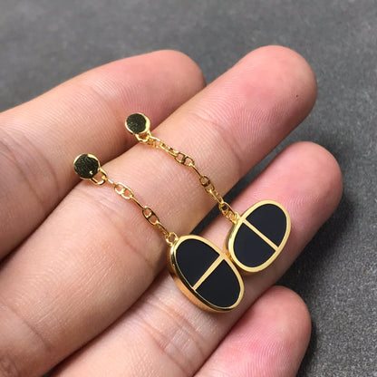 [Marins]CHAINE VERSO BLACK CERAMIC SILVER EARRINGS