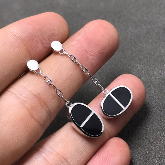 [Marins]CHAINE VERSO ブラック セラミック シルバー ピアス