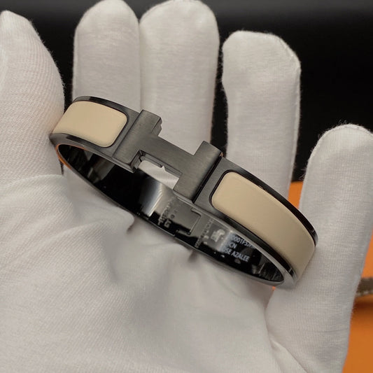 [マラン]H ブレスレット 12MM ブラック ベージュ セラミック