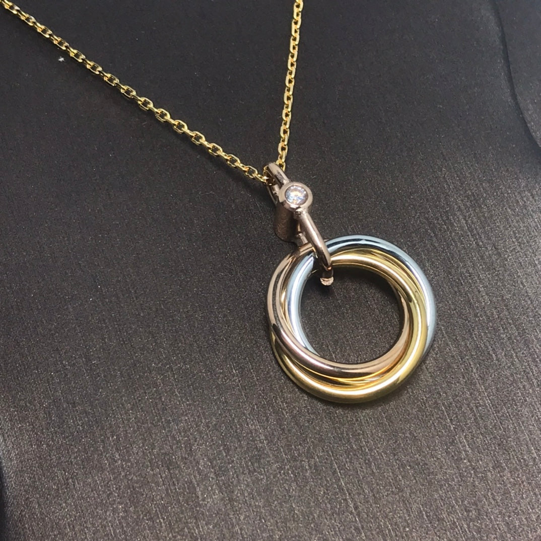 [Marins]TRINITY SILVER GOLD PINK GOLD NECKLACE