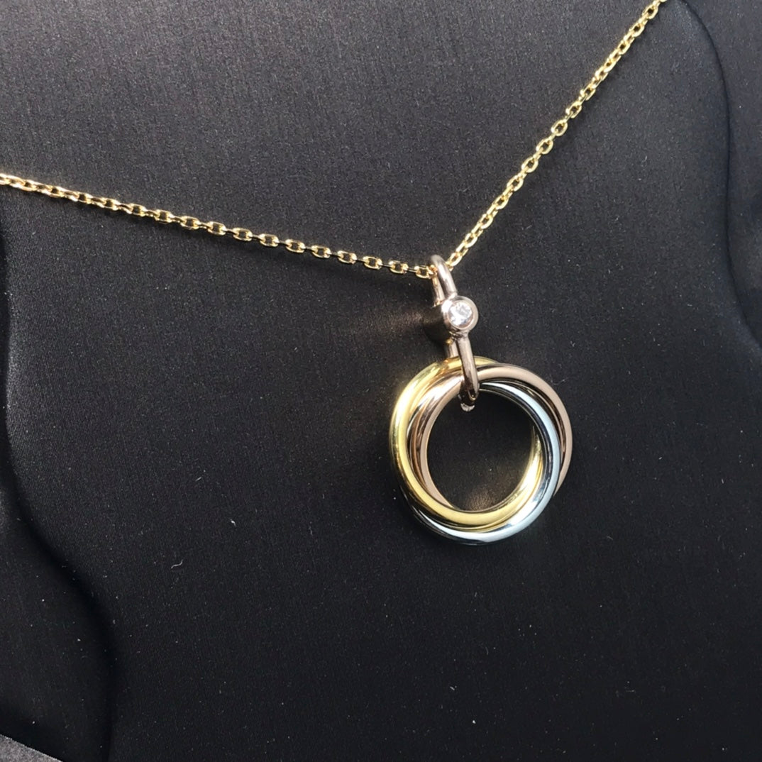 [Marin-Jewelry]TRINITY SILVER GOLD PINK GOLD NECKLACE