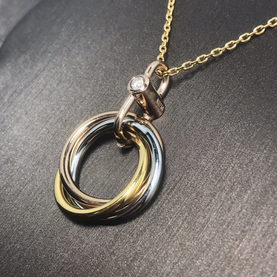 [Marins]TRINITY SILVER GOLD PINK GOLD NECKLACE