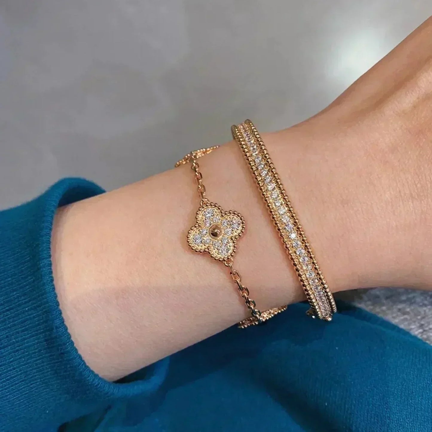 [Marins] CLOVER 5 MOTIF FULL DIAMOND BRACELET COLLECTION
