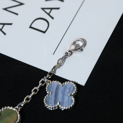 [Marins]CLOVER BRACELET 5 MOTIFS MOP CHALCEDONY SILVER