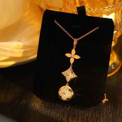 [Marins]STAR AND SUN DIAMOND PINK GOLD NECKLACE